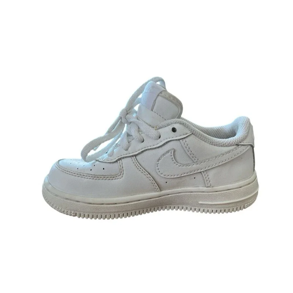 Nike Air Force 1 Low Triple White Sneakers Shoes 314194-117 Child Size 7C